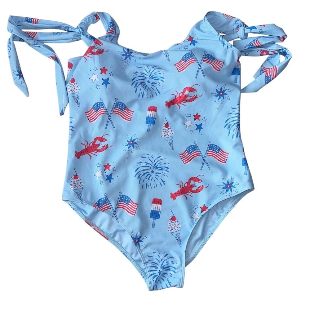 Pink Lily Women’s XL Patriotic One-Piece Swimsuit‎ Fireworks Print